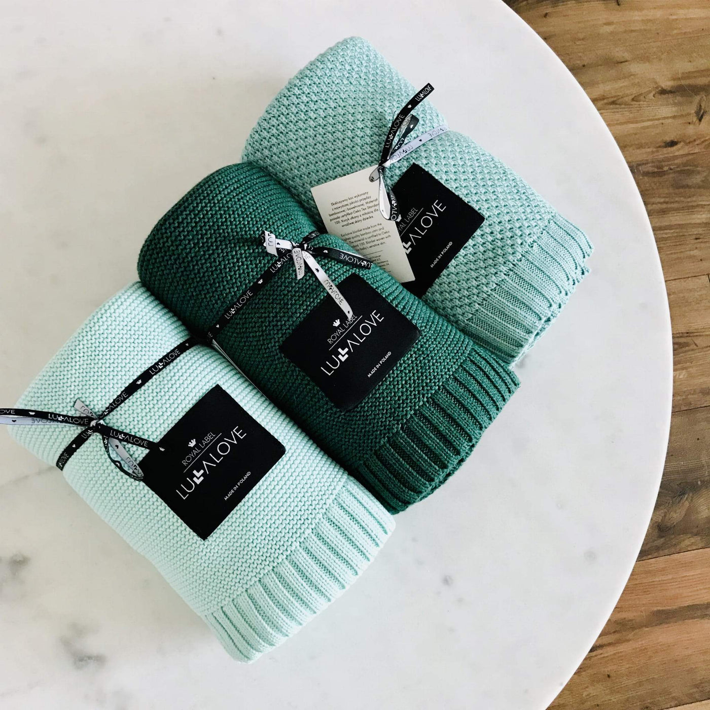 Bamboo baby blanket - Bottle green - Classic knit