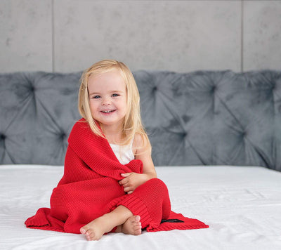 Bamboo baby blanket - Red - Classic knit