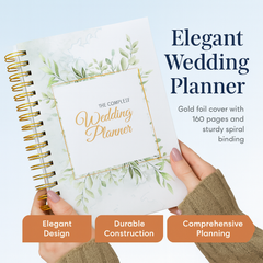 The Complete Wedding Planner, 160 Page Spiral Bound Wedding Organizer with Gold Foil Cover