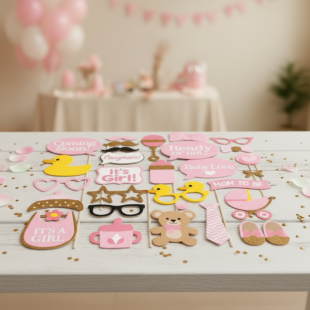 Baby Shower Party Decoration Pink Blue Photo Booth Props Photobooth It's A Boy Girl Baby Shower 1st Birthday Party Favor Gifts