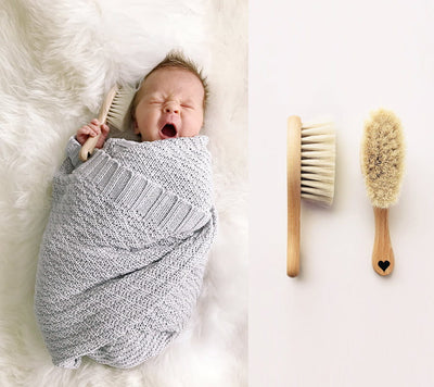 Set of 2 Natural Baby Brushes - Gentle Cradle Cap and Ultra-Soft Brush