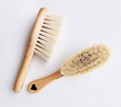 Set of 2 Natural Baby Brushes - Gentle Cradle Cap and Ultra-Soft Brush